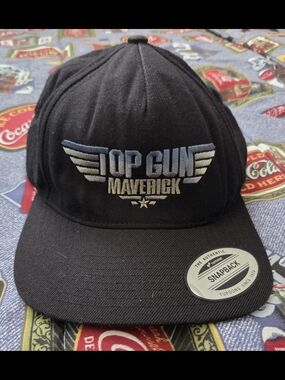 The Classic Black Top Gun Maverick Embroidered Snapback Hat